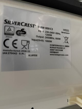 Microondas Silvercrest Negro SMW800 C3