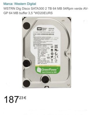 Western Digital 2TB Disco SATA300 2 TB 64 MB