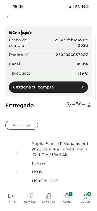 Apple Pencil (1ª Generación) 2022 para iPad / iPad