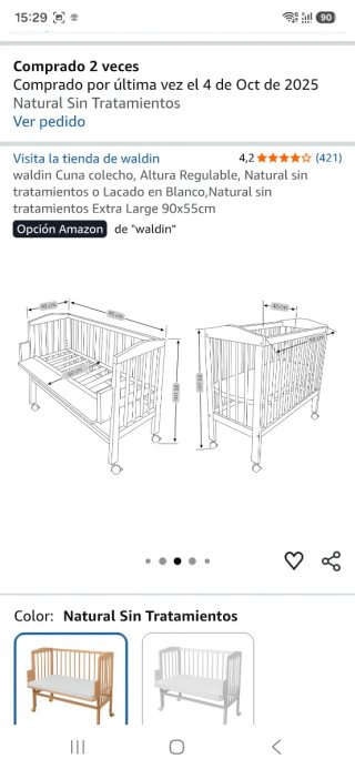Cuna colecho Waldin Madera