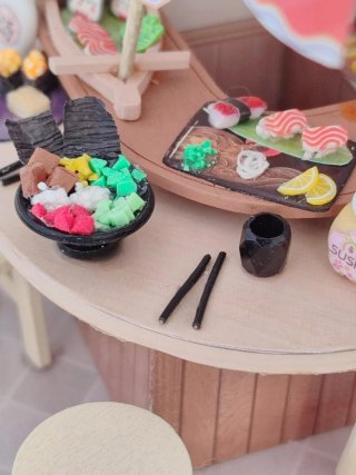 Sushi Miniatura Casa muñecas casita Japonés maquet