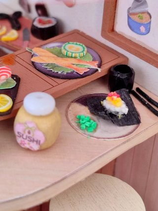 Sushi Miniatura Casa muñecas casita Japonés maquet