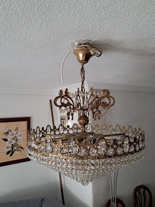 Lámpara de araña vintage dorada