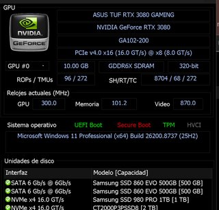 Tarjeta Gráfica ASUS TUF Gaming RTX 3080  2hdmi