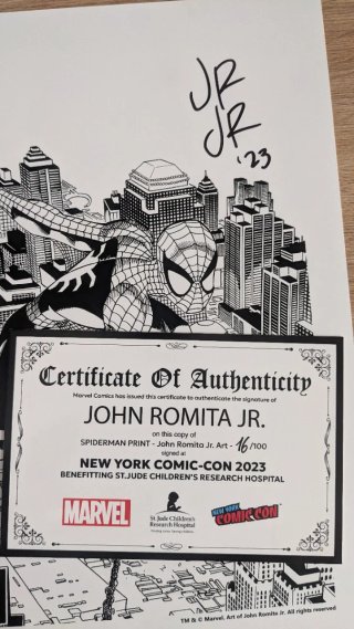 Stampa Spiderman John Romita Jr. autografata e num