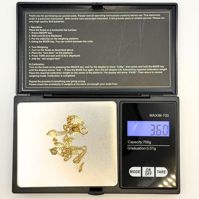 Cadena Oro 18K, Flores, 3.60gr, 46cm