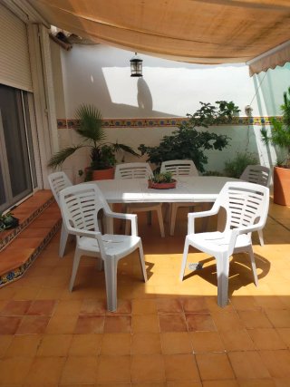 Mesa extensible terraza y 6 sillas