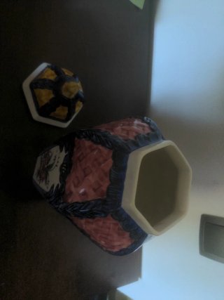 Jarrón Cerámica Hexagonal Decorado