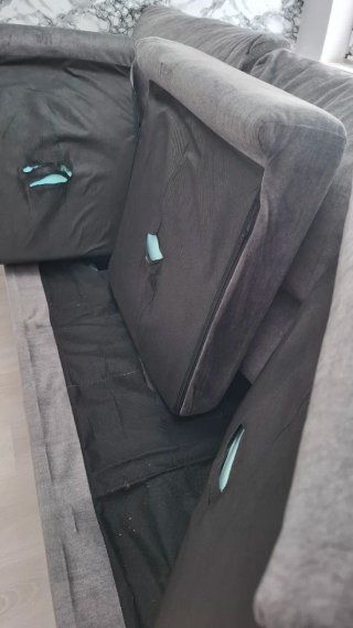 Sofá 3 plazas gris tela