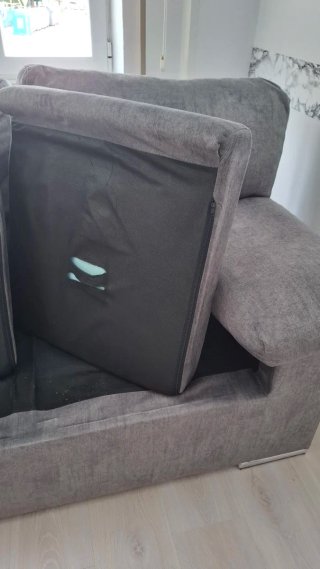 Sofá 3 plazas gris tela