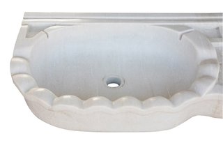 LAVABO A DUE FORI IN MARMO BIANCO L130XPR41XH15 CM