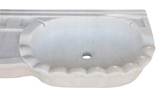 LAVABO A DUE FORI IN MARMO BIANCO L130XPR41XH15 CM