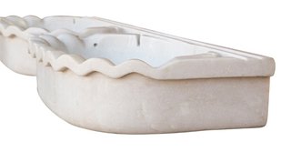 LAVABO A DUE FORI IN MARMO BIANCO L130XPR41XH15 CM