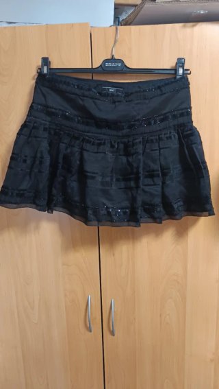 Falda Mango negra lentejuelas Talla 38