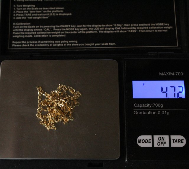 Cadena de oro de 18k. Peso: 4.72 gr.