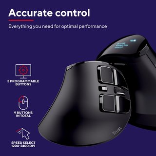 Trust Voxx ratón ergonómico inalámbrico recargable