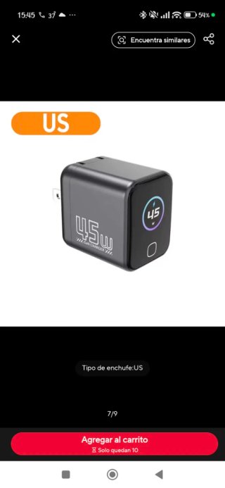 Cargador Rápido 45W GaN