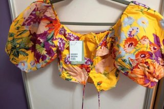 Top H&M Flores Amarillo Talla S