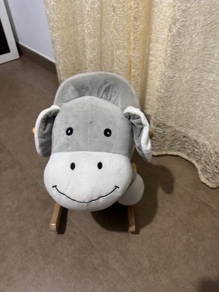 Balancín de peluche burro gris