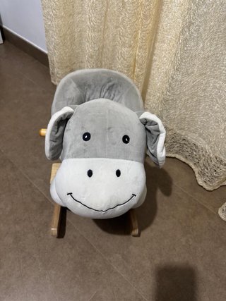 Balancín de peluche burro gris