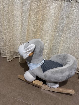 Balancín de peluche burro gris