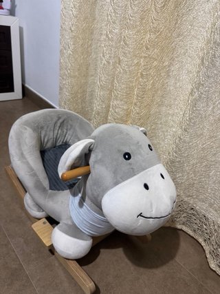 Balancín de peluche burro gris