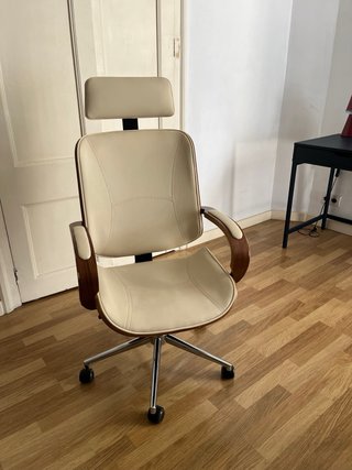 Silla de oficina CLP Dayton madera curva crema