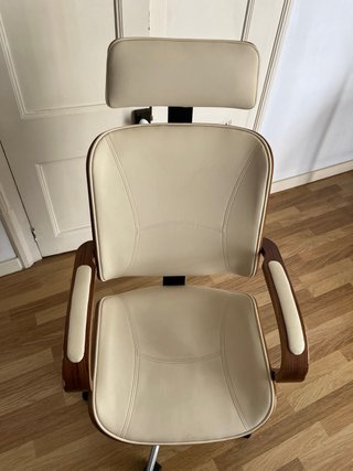 Silla de oficina CLP Dayton madera curva crema
