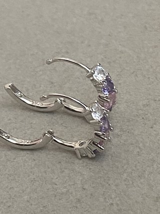 Pendientes Plata Circonitas Rosa y Morado
