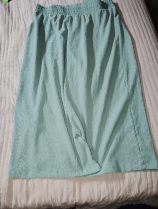 Pantalón lino tobillero verde azulado