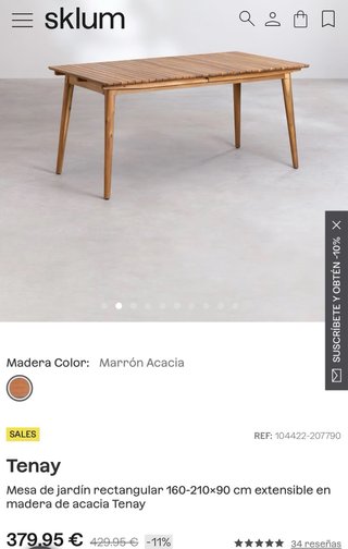 Mesa extensible madera exterior 160x90 a 220