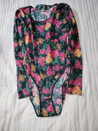 Body manga larga estampado floral