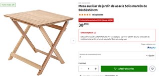 Mesa auxiliar jardín acacia Solis 50x50