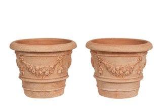 Set 2 Vasi Cesta Cestina Terracotta 100% Made in I