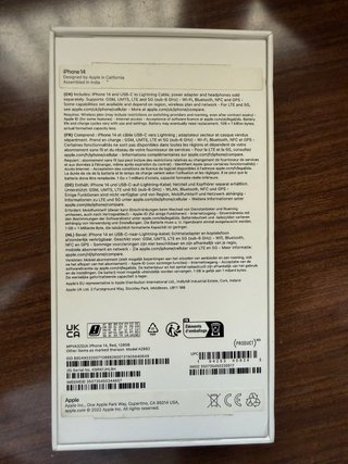 iPhone 14 Rojo, 77% bateria Embalaje original