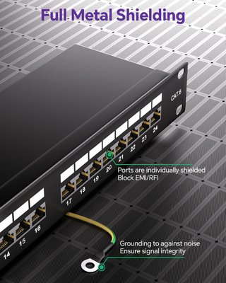 VCELINK Panel Parcheo 24 Puertos Cat6 Blindado 1U
