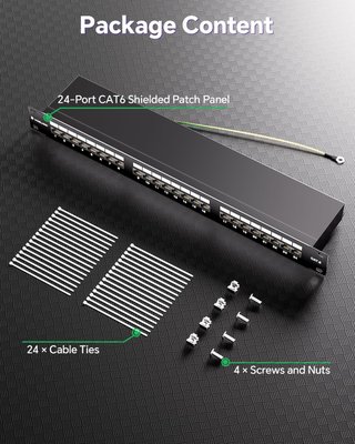 VCELINK Panel Parcheo 24 Puertos Cat6 Blindado 1U