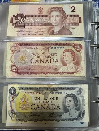 Lotto 3 Banconote Canada 1-2 Dollari