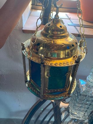 Lámpara de Túnez dorada y roja