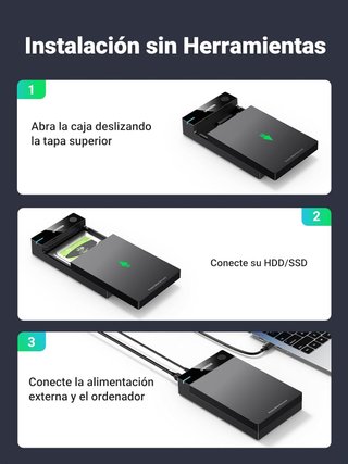 UGREEN 20TB Carcasa Disco Duro SATA SSD 3.5" USB
