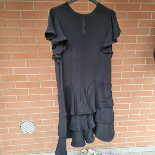 Twinset Abito Nero Balze Misto Seta