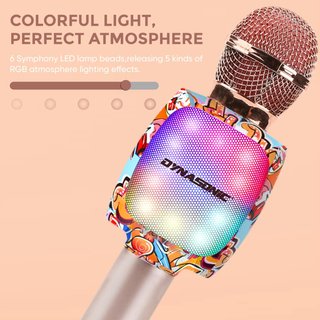 DYNASONIC micrófono karaoke inalámbrico luces