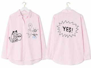 Camisa rosa de rayas con estampado