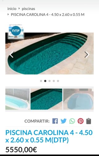 Piscina DTP 4,5 x 2,6 x 0,55 de altura
