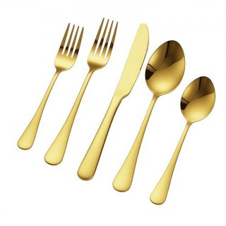 Set di posate da 60 pezzi color oro, in acciaio in