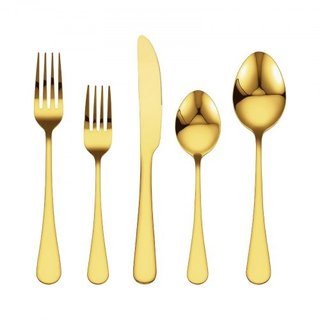 Set di posate da 60 pezzi color oro, in acciaio in