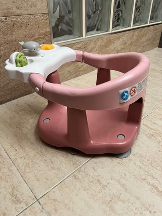 Asiento Bañera Bebé Rosa con Juguetes