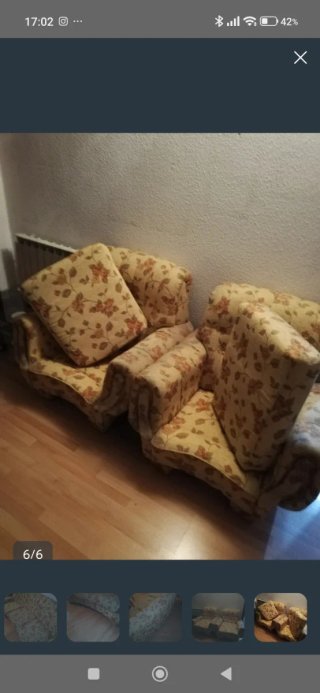 Sofá y 2 sillones tela floral beige/rosa