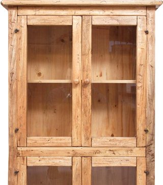 Vetrina Country in legno massello di tiglio con fi