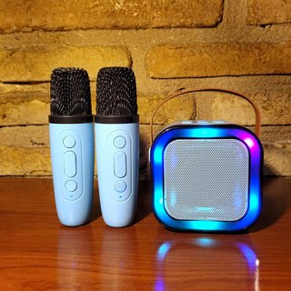Nuevo! Mini Altavoz Karaoke con 2 micrófonos Azul